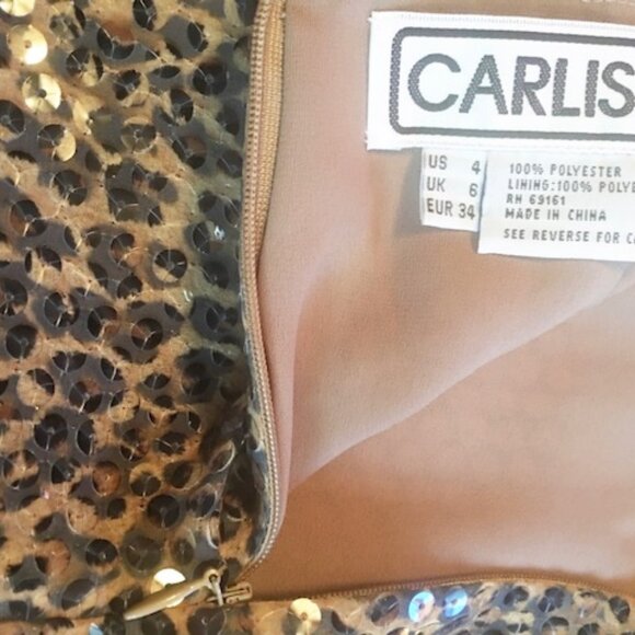 VTG CARLISLE sequin leopard pencil skirt Size US 4 - Picture 6 of 6